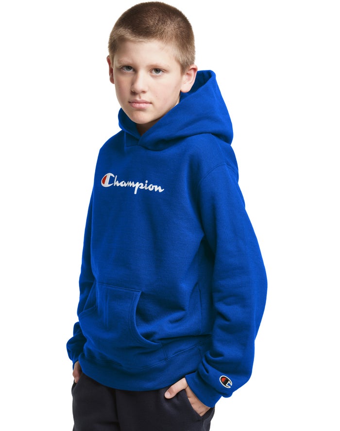 Champion Pullover Script Logo Hoodie Meisjes - Blauw - Belgie 3549YZJRK